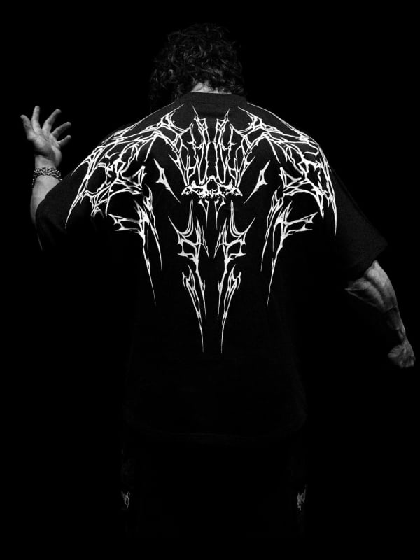 Breathedivinity férfi pamut rövid ujjú póló edzésre és hétköznapi viseletre, Skeleton Demon mintával