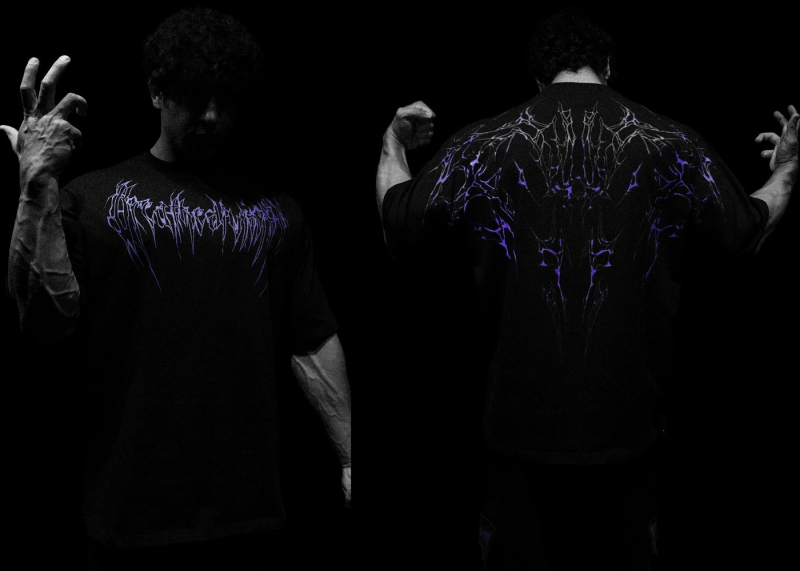 Breathedivinity férfi pamut rövid ujjú póló edzésre és hétköznapi viseletre, Skeleton Demon mintával