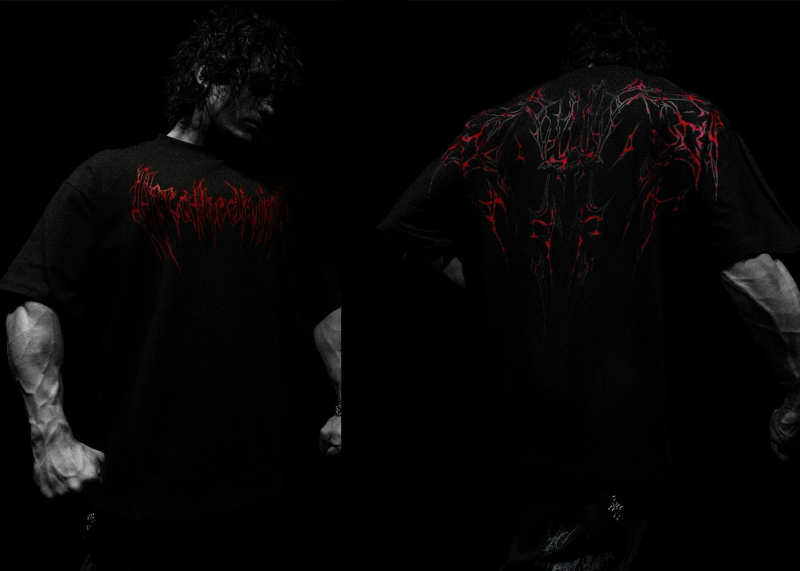 Breathedivinity férfi pamut rövid ujjú póló edzésre és hétköznapi viseletre, Skeleton Demon mintával