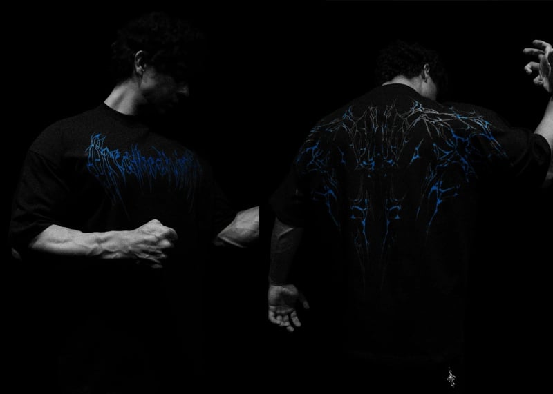 Breathedivinity férfi pamut rövid ujjú póló edzésre és hétköznapi viseletre, Skeleton Demon mintával