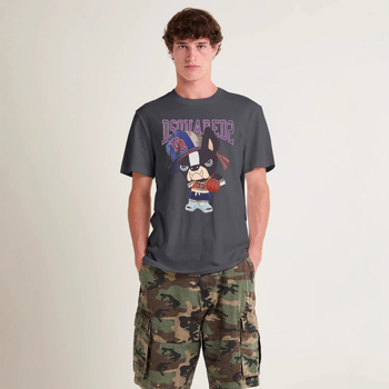 Férfi pamut kapucnis póló kölyökkutya nyomattal — nyár, casual, minimalist mottled dizájn