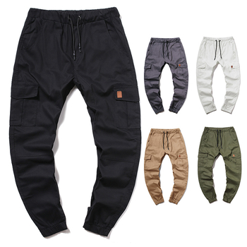 Pánske pracovné nohavice cargo na všetky štyri sezóny, voľný strih, štýl joggers, plus size, zo 100 % bavlny.