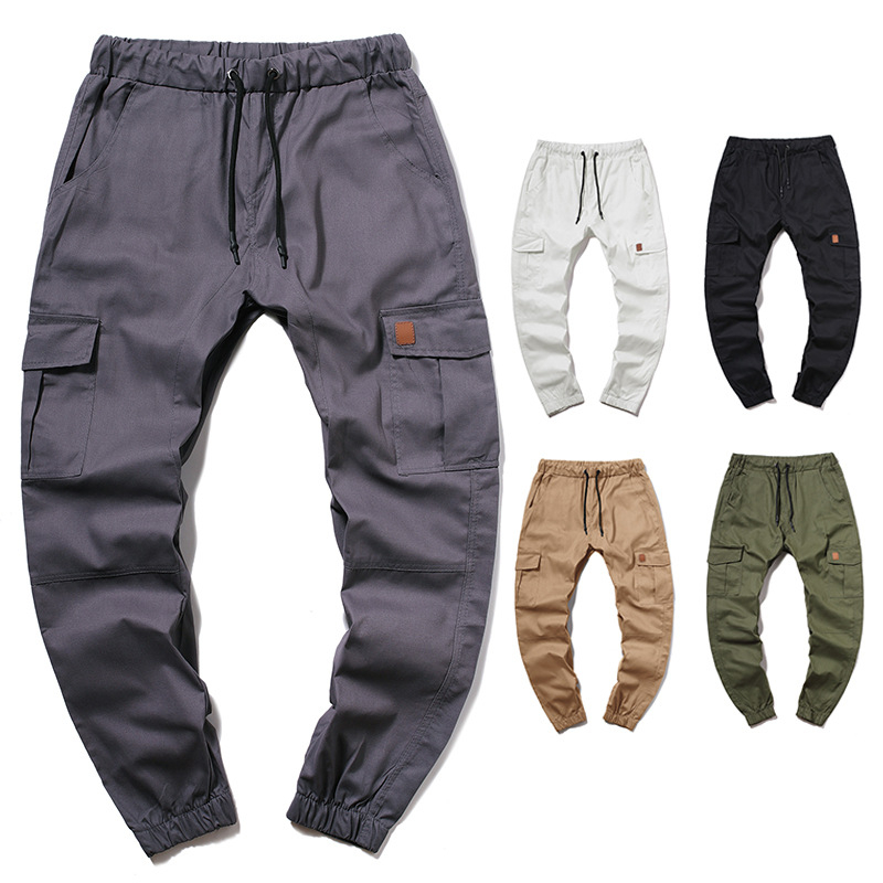 Pánske pracovné nohavice cargo na všetky štyri sezóny, voľný strih, štýl joggers, plus size, zo 100 % bavlny.