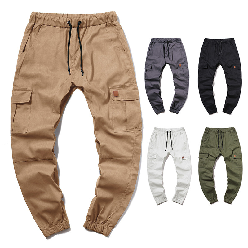 Pánske pracovné nohavice cargo na všetky štyri sezóny, voľný strih, štýl joggers, plus size, zo 100 % bavlny.
