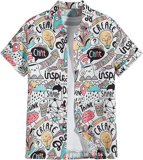 Cămașă bărbătească hawaiană cu mânecă scurtă și guler înalt, stil casual, imprimeu floral, calitate înaltă, vara 2025