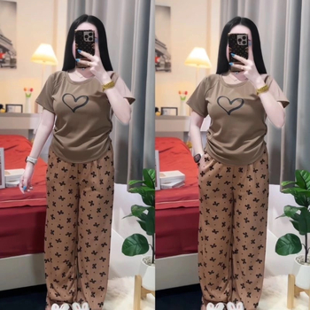 Női nyári casual két darabos készlet Southeast Asia ihletésével: nyomtatott cropped felső és széles lábú nadrág, plusz méret