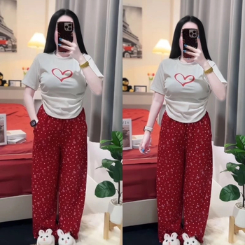 Női nyári casual két darabos készlet Southeast Asia ihletésével: nyomtatott cropped felső és széles lábú nadrág, plusz méret