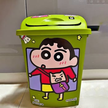 Crayon Shin-Chan κάδος απορριμμάτων με γλυκό σχέδιο καρτούν και αυτοκόλλητα, κουζίνα και σαλόνι, ανοξείδωτο ατσάλι, με πετάλι, τετράγωνος, χωρητικότητα κάτω από 4 L