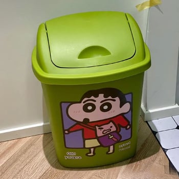 Crayon Shin-Chan κάδος απορριμμάτων με γλυκό σχέδιο καρτούν και αυτοκόλλητα, κουζίνα και σαλόνι, ανοξείδωτο ατσάλι, με πετάλι, τετράγωνος, χωρητικότητα κάτω από 4 L