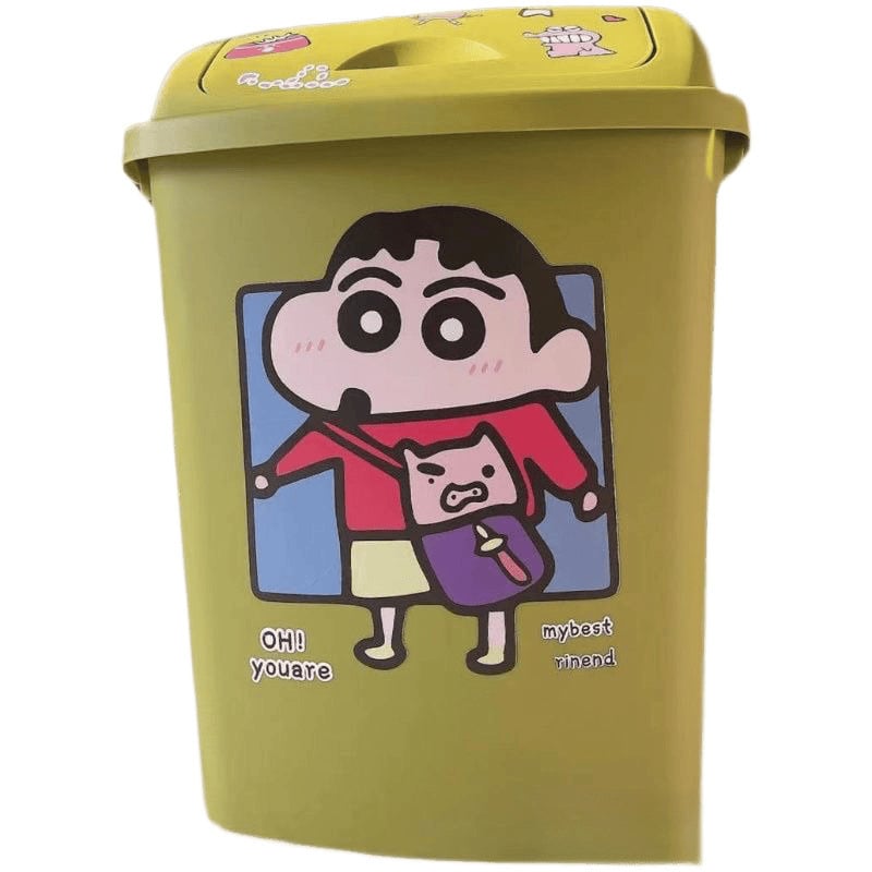 Crayon Shin-Chan κάδος απορριμμάτων με γλυκό σχέδιο καρτούν και αυτοκόλλητα, κουζίνα και σαλόνι, ανοξείδωτο ατσάλι, με πετάλι, τετράγωνος, χωρητικότητα κάτω από 4 L