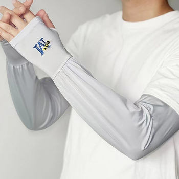 Uniszex nyári napvédő karvédő, légáteresztő ice-silk anyag, UV-védelem, hímzett
