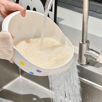 Кошница за измиване на ориз за дома, кухненска мултифункционална кошница за отцеждане, ABS пластмасова, за измиване на ориз, зеленчуци и плодове