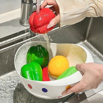 Кошница за измиване на ориз за дома, кухненска мултифункционална кошница за отцеждане, ABS пластмасова, за измиване на ориз, зеленчуци и плодове