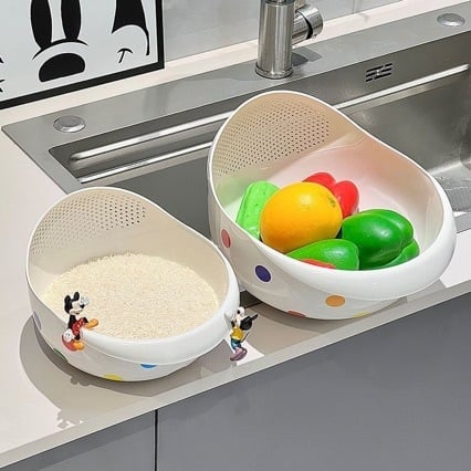 Кошница за измиване на ориз за дома, кухненска мултифункционална кошница за отцеждане, ABS пластмасова, за измиване на ориз, зеленчуци и плодове