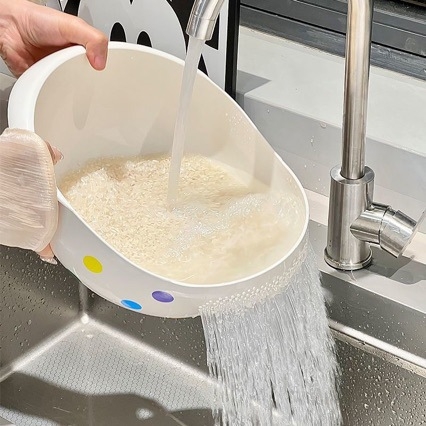 Кошница за измиване на ориз за дома, кухненска мултифункционална кошница за отцеждане, ABS пластмасова, за измиване на ориз, зеленчуци и плодове