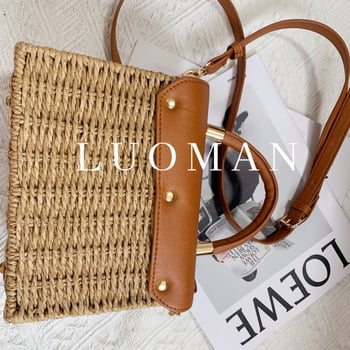 Retro pleteni kvadratna torba od slame, svestrana modna torba za plažu s naramenicom
