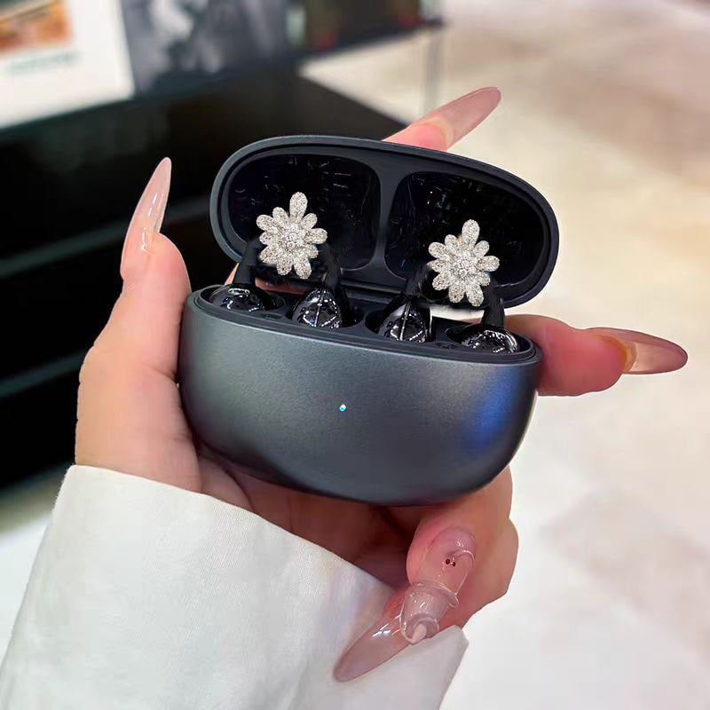 Gyémántos napraforgó fülklipsz – levehető Bluetooth fülhallgató dísz, kifinomult és divatos