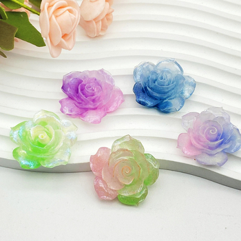Fénylő két tónusú camellia finom glitterrel – DIY gyanta készlet krém ragasztóval telefontokhoz, hajcsat és tároló dobozhoz