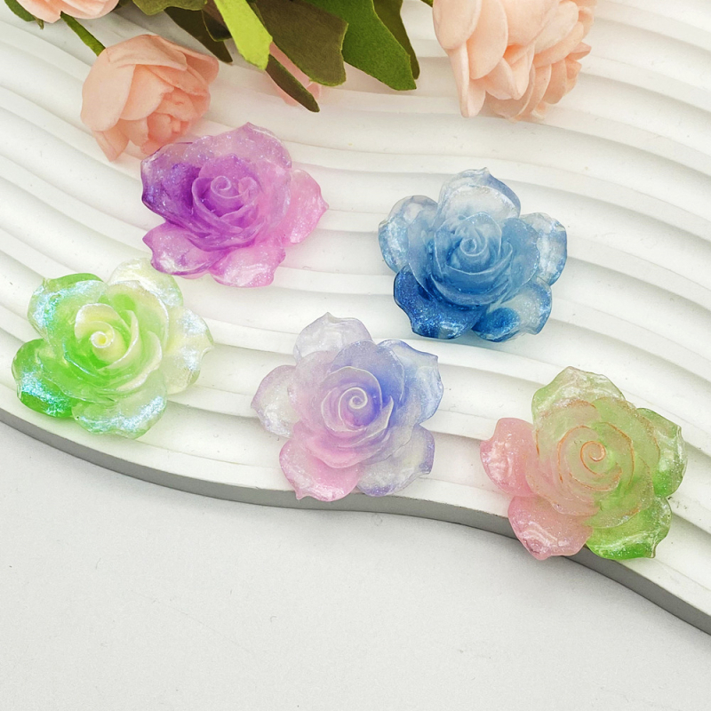 Fénylő két tónusú camellia finom glitterrel – DIY gyanta készlet krém ragasztóval telefontokhoz, hajcsat és tároló dobozhoz