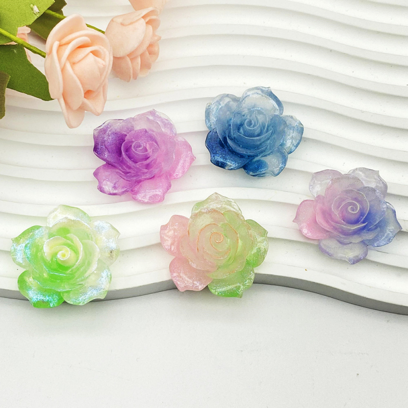 Fénylő két tónusú camellia finom glitterrel – DIY gyanta készlet krém ragasztóval telefontokhoz, hajcsat és tároló dobozhoz