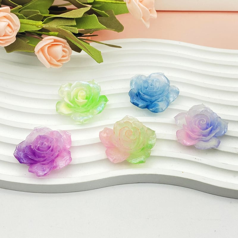 Fénylő két tónusú camellia finom glitterrel – DIY gyanta készlet krém ragasztóval telefontokhoz, hajcsat és tároló dobozhoz