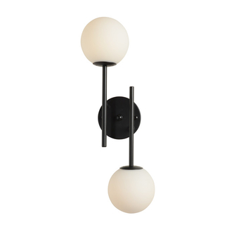 Lampa de perete crem în cu glob de sticlă, brațe duble și capete duble, design modern minimalist pentru dormitor, hol și birou