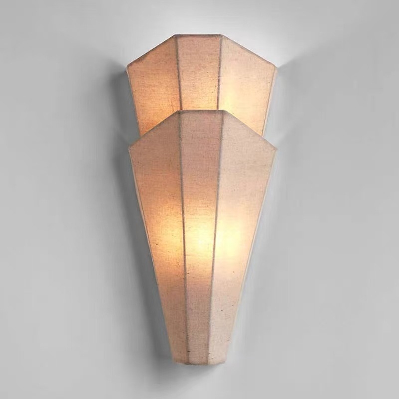 Lampa de perete din țesătură de in, formă diamant, pentru living și dormitor