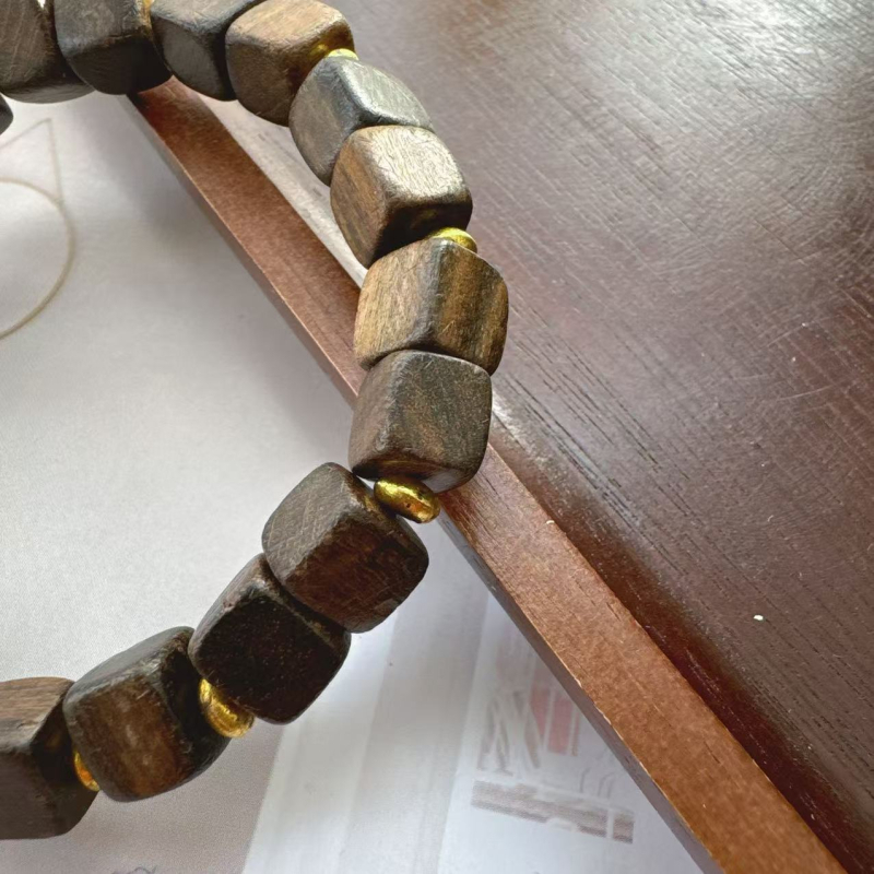 Βραχιόλι με κύβους Agarwood – DIY χειροποίητο βουδιστικό κόσμημα, αξεσουάρ κινητού, κρεμαστό, γούρι τσάντας