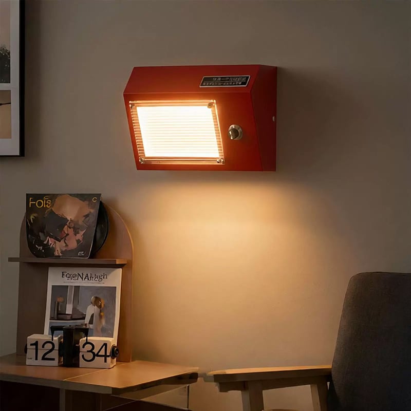 Lampa de perete în stil radio vintage, fără cabluri, pentru dormitor, Bauhaus