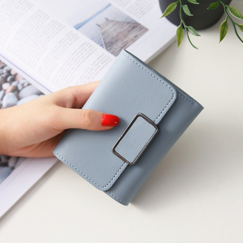 Portofel pentru femei, mic, design minimalist cu model pătrat, stil coreean
