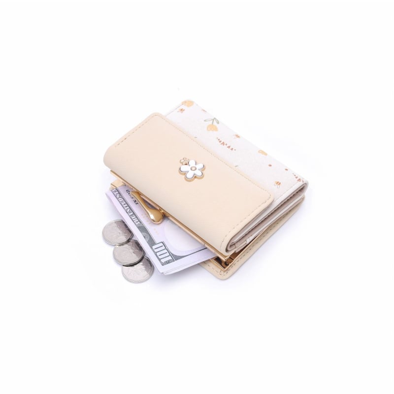 Portofel mic pentru femei, stil coreean, tri-fold, compact și elegant, suport pentru carduri