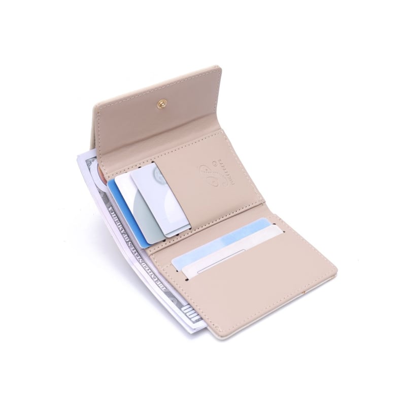 Portofel mic pentru femei, stil coreean, tri-fold, compact și elegant, suport pentru carduri