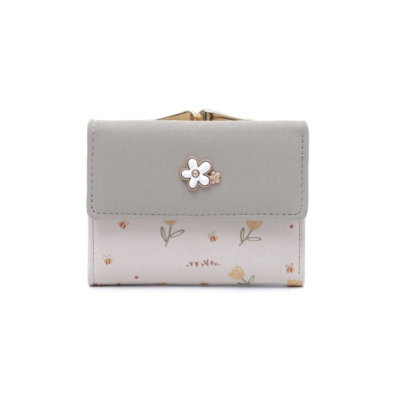Portofel mic pentru femei, stil coreean, tri-fold, compact și elegant, suport pentru carduri