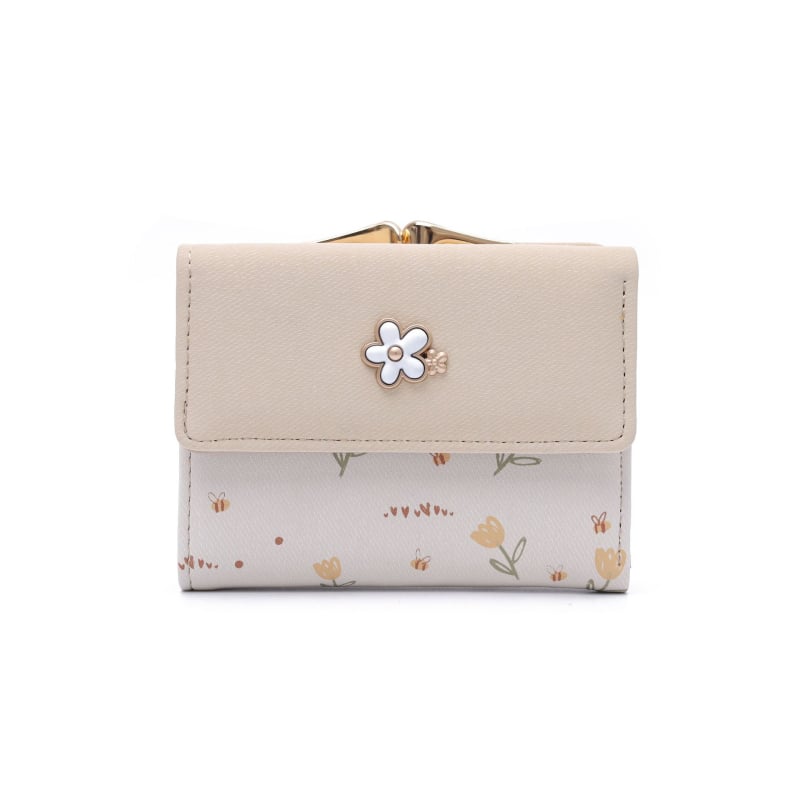Portofel mic pentru femei, stil coreean, tri-fold, compact și elegant, suport pentru carduri