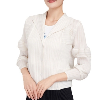 Pleats cardigan crinkle cu mâneci scurte pentru femei, ușor pentru primăvară-vară, croială lejeră