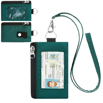Portofel din nylon cu design color-block, suport pentru carduri, breloc pentru chei, mini portofel ultra-subțire