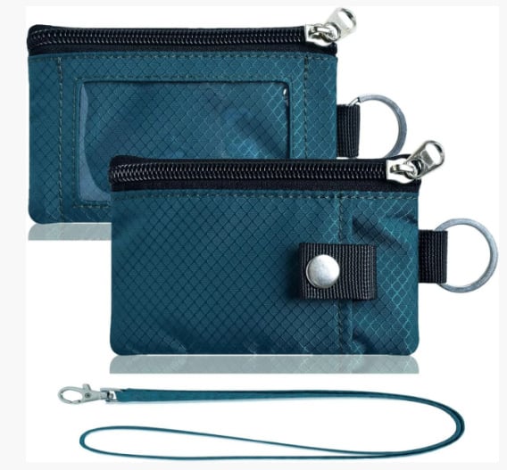 Portofel din nylon cu design color-block, suport pentru carduri, breloc pentru chei, mini portofel ultra-subțire