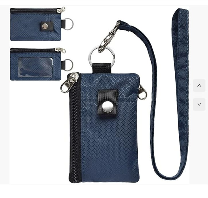 Portofel din nylon cu design color-block, suport pentru carduri, breloc pentru chei, mini portofel ultra-subțire