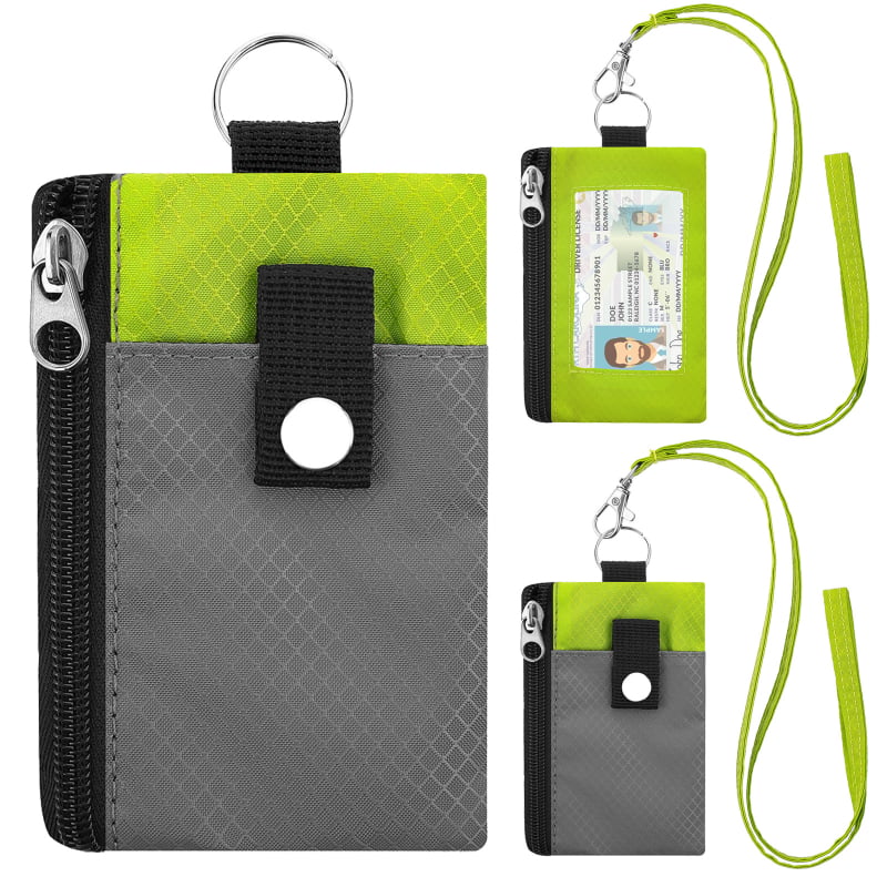 Portofel din nylon cu design color-block, suport pentru carduri, breloc pentru chei, mini portofel ultra-subțire