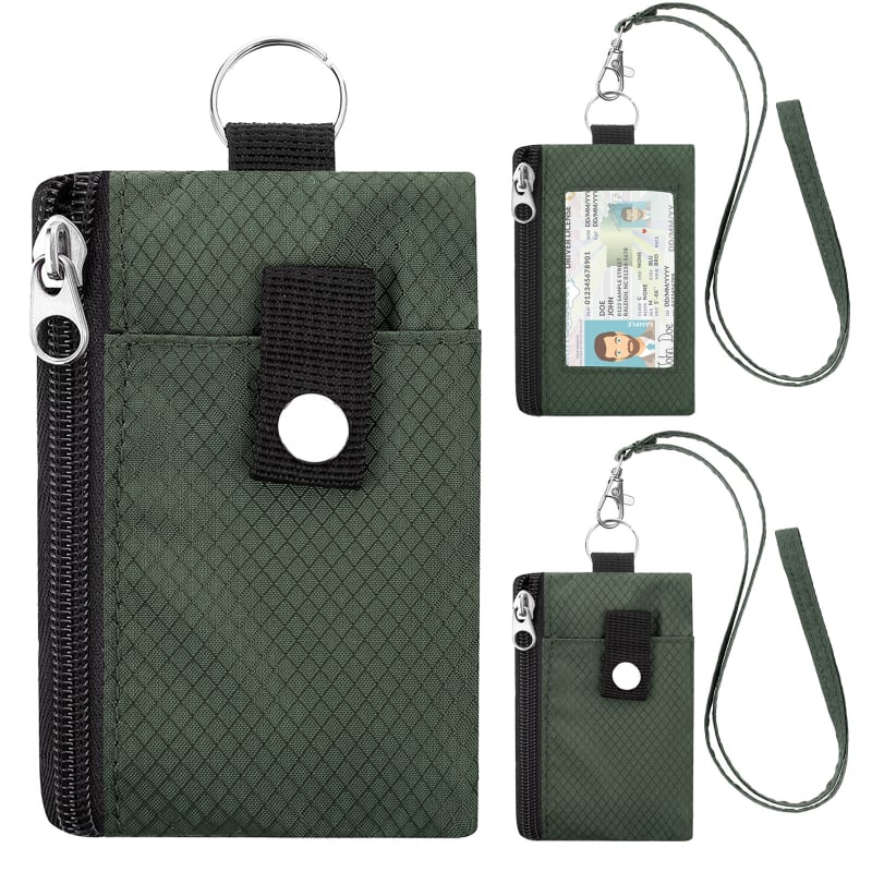 Portofel din nylon cu design color-block, suport pentru carduri, breloc pentru chei, mini portofel ultra-subțire
