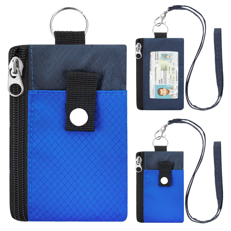 Portofel din nylon cu design color-block, suport pentru carduri, breloc pentru chei, mini portofel ultra-subțire
