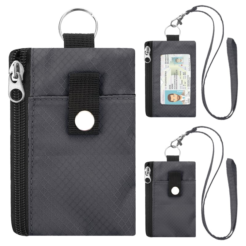 Portofel din nylon cu design color-block, suport pentru carduri, breloc pentru chei, mini portofel ultra-subțire