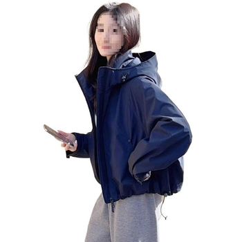Jachetă ușoară de vânt albă pentru femei, primăvara 2026, croială mini, stil coreean, jachetă de drumeție outdoor