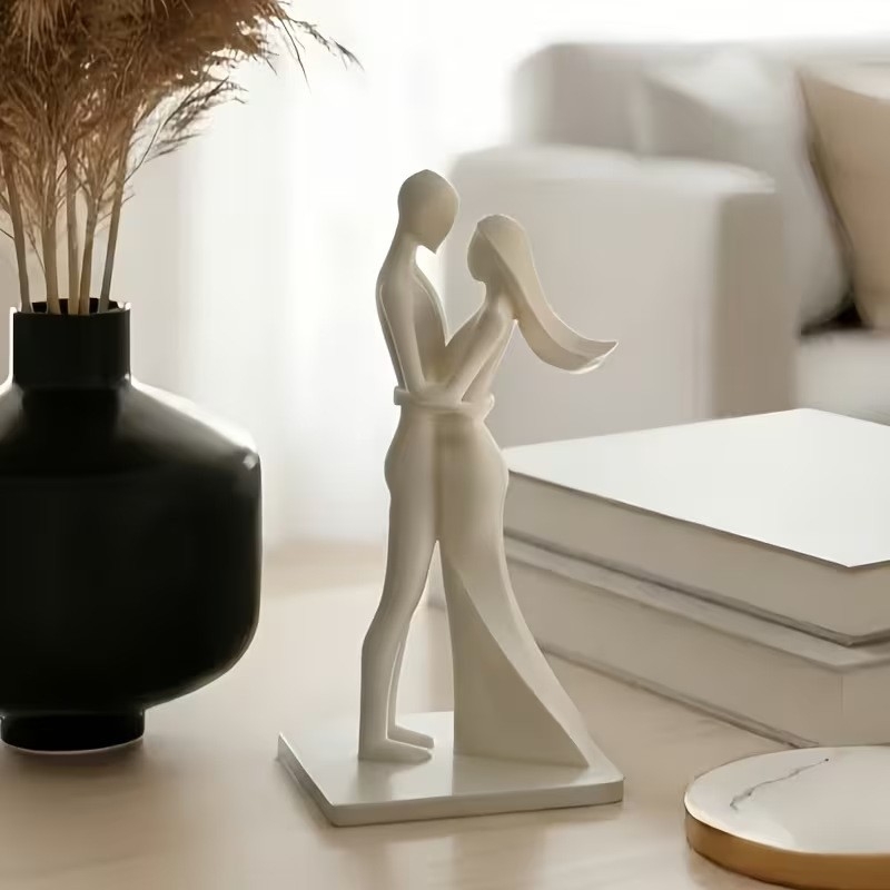 Minimalista 3D-nyomtatású párfigura, dekoratív dísz a nappaliba és a boros szekrényhez, otthoni dekoráció, Valentin-nap és esküvői ajándék