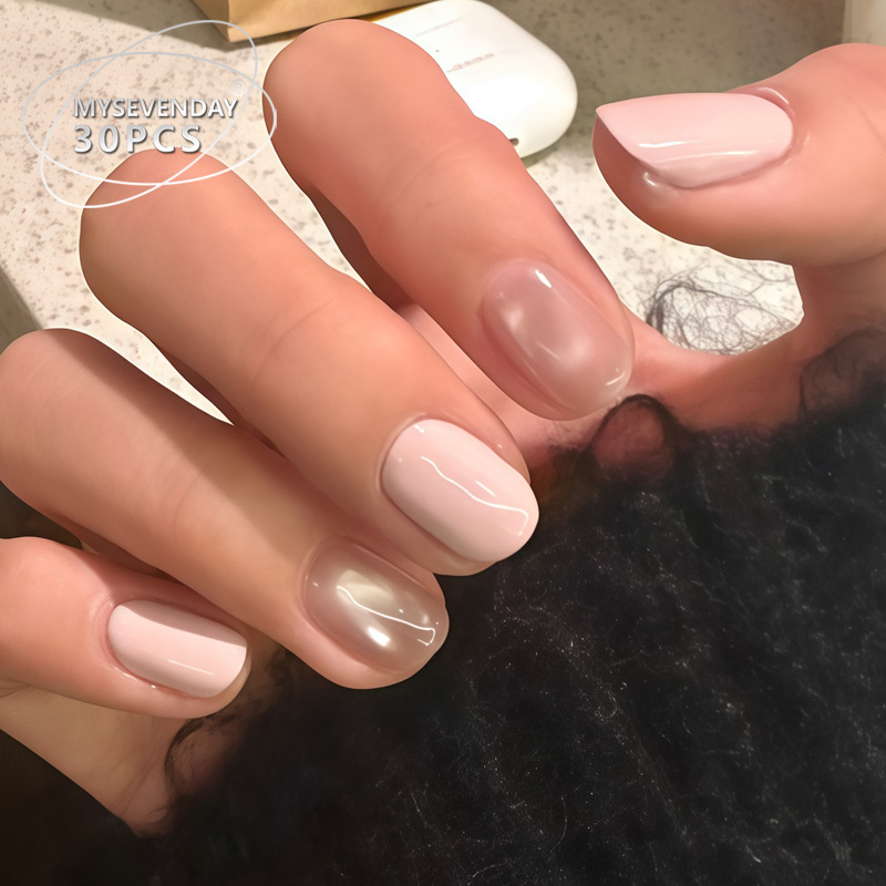 30 darabos gradient nude rózsaszín Cat-Eye körmök felhelyezésre, levehető körömcsíkok, kiváló minőségű viselhető körmök a bőrszín kiemeléséhez