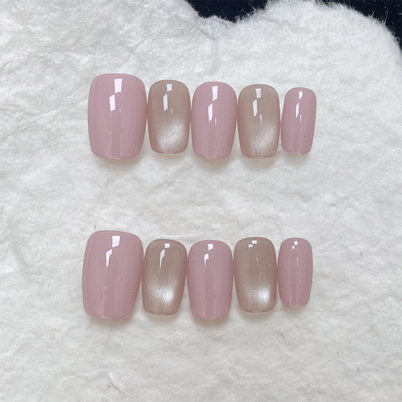 30 darabos gradient nude rózsaszín Cat-Eye körmök felhelyezésre, levehető körömcsíkok, kiváló minőségű viselhető körmök a bőrszín kiemeléséhez