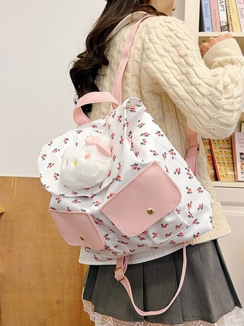 Nylon hátizsák virágos mintával, aranyos hercegnő-stílus, iskolatáska lányoknak