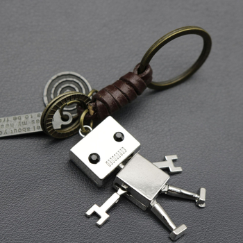 Breloc minimalist cu robot drăguț din piele de vițel, pandantiv împletit retro, accesoriu creativ pentru geantă