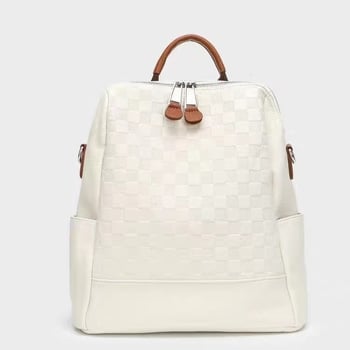 Rucsac din piele pentru femei, model în carouri, design de înaltă clasă, rucsac casual pentru școală