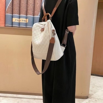 Rucsac din piele pentru femei, model în carouri, design de înaltă clasă, rucsac casual pentru școală
